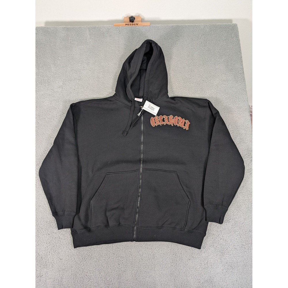 Big Tiger Hoodie Mens 2XL Oklahoma 918 Highway Map Full Zip Super Heavyweight‎
